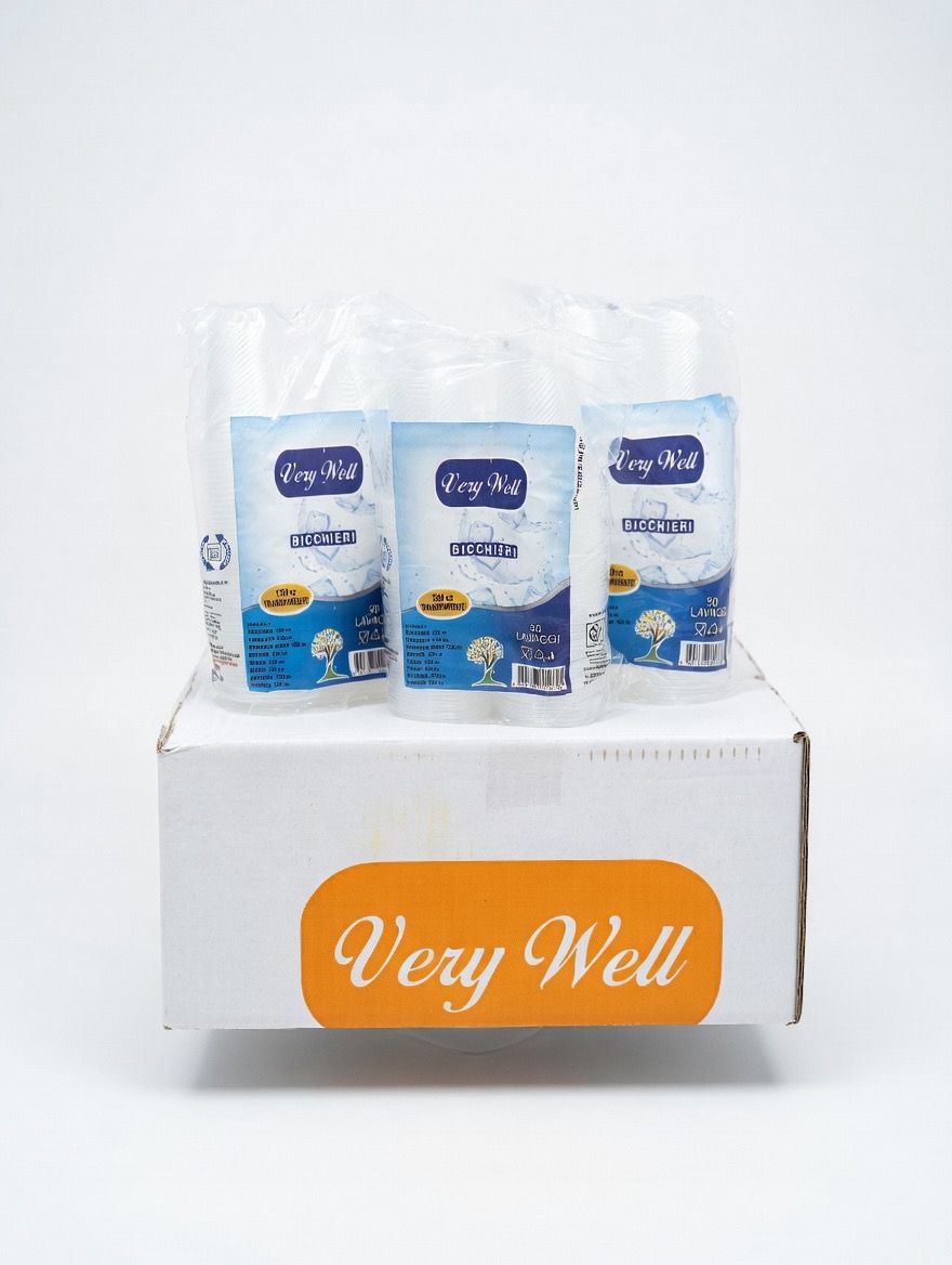 Bicchieri monouso Very Well 130cc Trasparenti PP - Confezione singola da 100pz