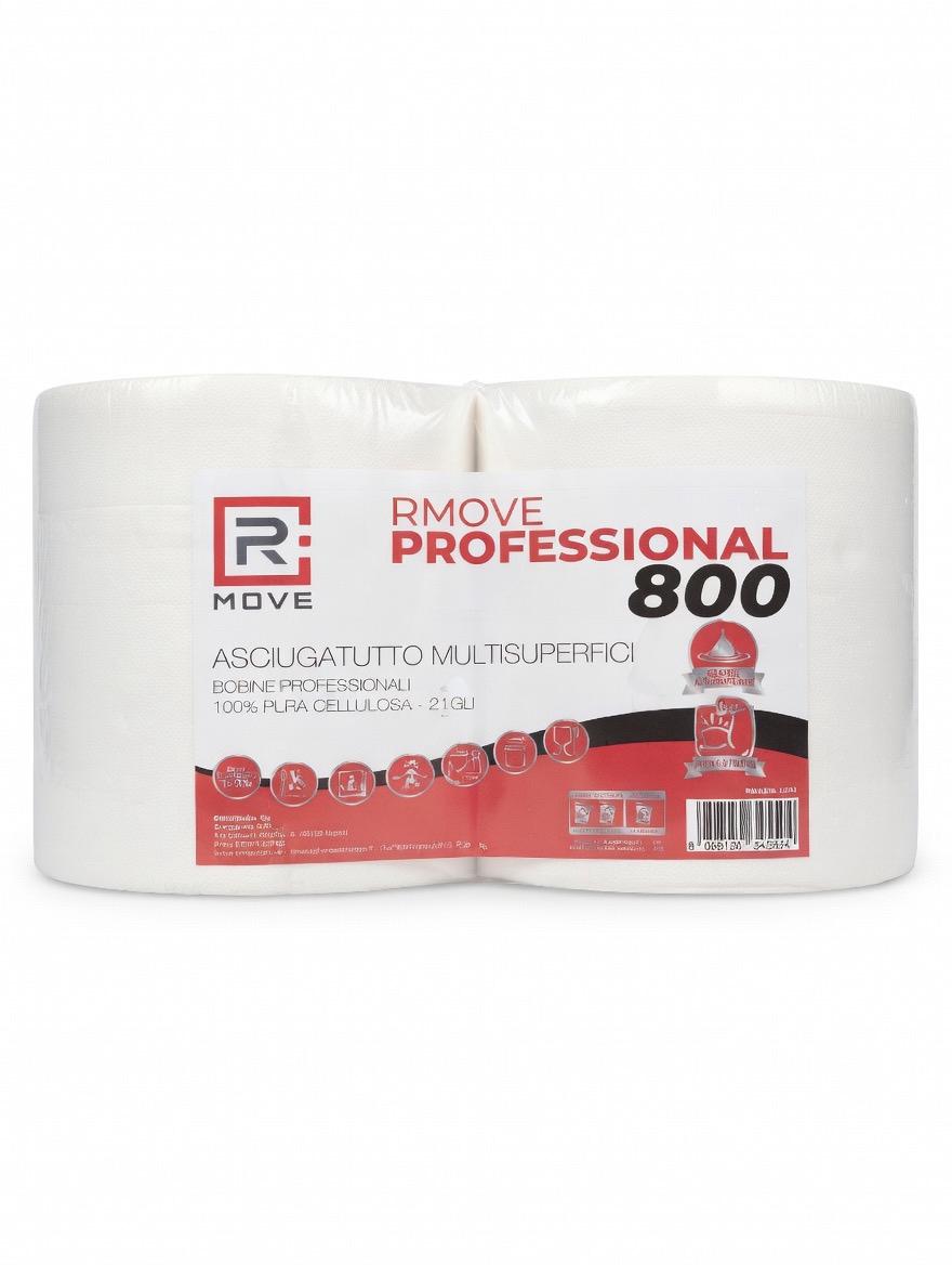 Bobina Asciugatutto RMOVE Professional 800 Strappi - 2 Veli Pura Cellulosa - Uso professionale